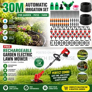 30m Automatic Irrigation Set Free Rechargeable Garden Lawn Mower
