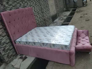 Baby Pink Paded Bed Frame
