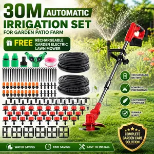 30m Automatic Drip Irrigation Set and Free Garden Recharge Lawn Mower