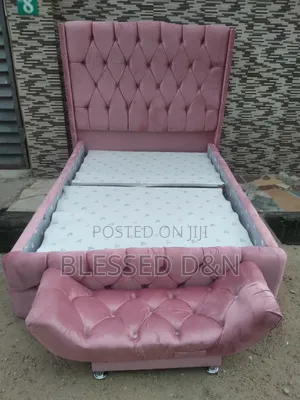 Baby Pink Upholstery Padded Bed