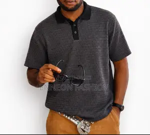Dark Grey Textured Polo Shirt