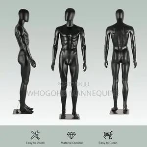 Full Matte Black Male Mannequin Chest 38"