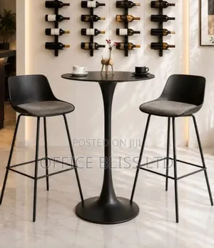 A Set of High Bar Stools Pedestal Table