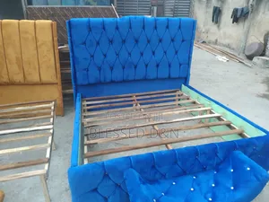 Full Paded Blue Bed Frame