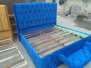 Full Paded Blue Bed Frame