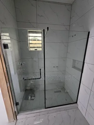 Shower Glass Door With Black Accessory