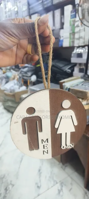 Wooden Toilet Signage Unisex Toilet Sign