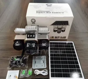 V380 Flood Light 3lens Camera With Big Solar Panel,