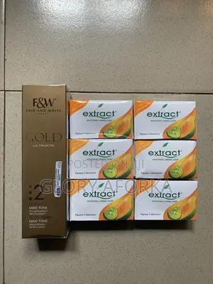 Brand New Sealed Fair White Gold Lotion + 6 Bars Extract Soap Combo