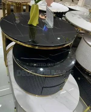 Unique Gold Marble Center Table With Side Stools