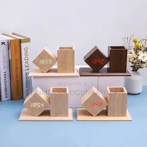 Wooden Pen Holder and Clock