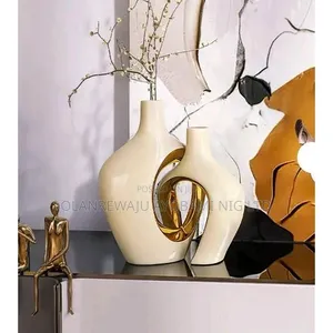 Modern Abstract Interlocking Ceramic Vase Set