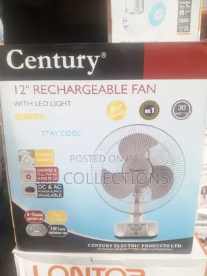 Century 12" Rechargeable Fan With Led Light