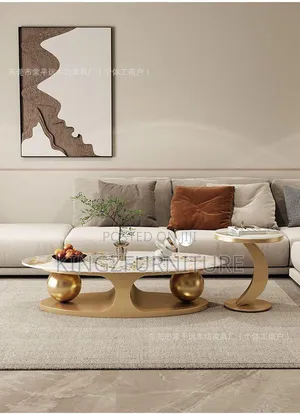 Elegant Living Room Marble Top Coffee Table
