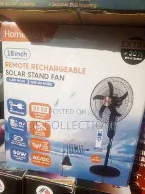 Homeworx 18inch Solar Standing Fan With 30w Solar Panel