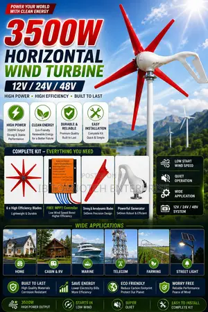 Smart Choice for Clean Energy – 3500w 12v/24v/48v Wind Turbine!