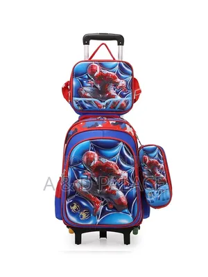 New 3d Leather Fabric High Quality School Bag With Trolley