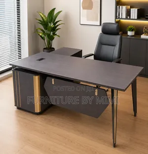 The Sovereign 1.6m Executive L-Shape Desk — Charcoal Gold Edition