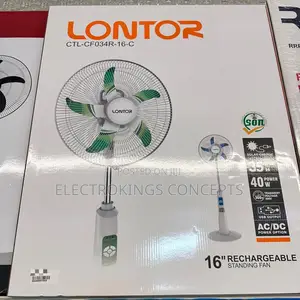 Lontor 16 Inches Rechargeable Standing Fan With Usb Port