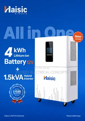 Haisic 4kwh Lithium Battery + 1.5kva Hybrid Inverter All in One Solar