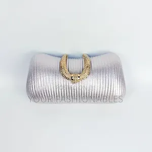Elegant Pink With Gold Clasp Clutch Purse