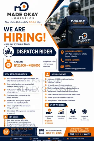 Logistics Manager And Dispatch Rider's