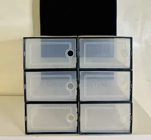 6pcs Stackable Clear Shoe Storage Boxes - Plastic Sneaker Organizer