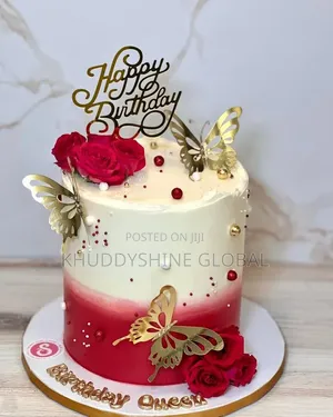 Red and White Round Birthday Cakes