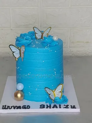 Chocolate Toppings Sky Blue Birthday Cakes Height