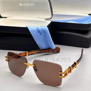 Balmain Rimless Sunglasses Striking Gold Frame Sleek,Minimalist Design