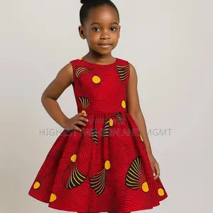 Red Yellow African Print Short Gown