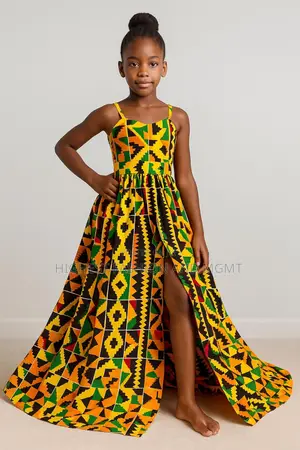 Girls Kente Ankara Maxi Dress