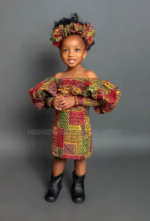 Ankara Puffy Sleeve Dress With Headband