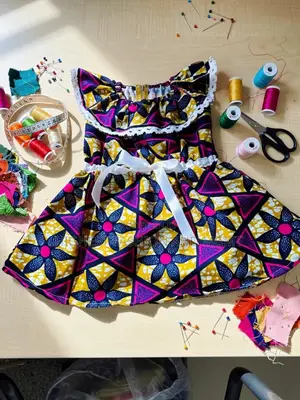 Vibrant African Print Cotton Girls' Dress