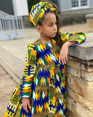 African Print Kente Ayla Girls Maxi Dress