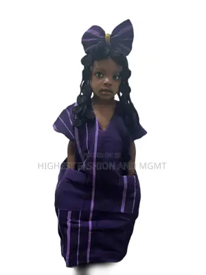 African Aso Oke Boubou Dress for Kids