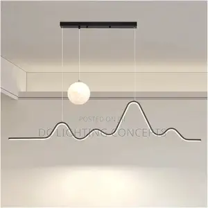 Modern Landscape Wave Long Linear Strip Pendant Chandelier.