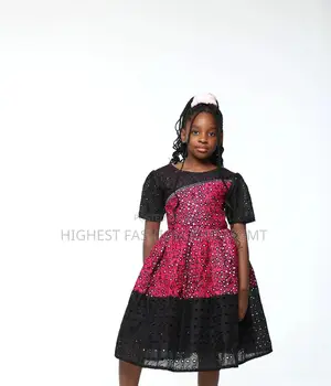 African Print Cotton Short Gown for Girls