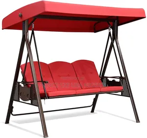 3 Seaters Deluxe Outdoor Swing With Adjustable Tilt Canopy.