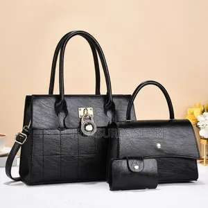 3 in 1 Designer Women's Pu Leather Handbags Wallet Set Shoulder Bags