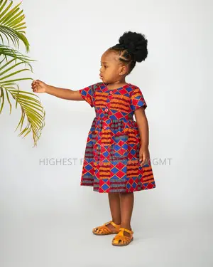 Toddler Girl Kente Print Front Button Dress