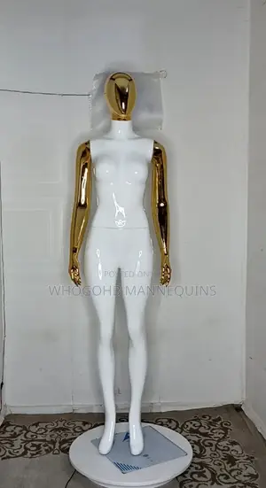 Full Fibreglass Female Mannequin White Gold Size 10 Straight Hands