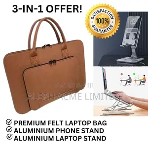 3-in-1 Offer: Premium Felt Laptop Bag + Phone Stand + Laptop Stand