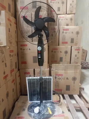 16"Inch Solar Rechargeable Fan With Extra Led Bulb
