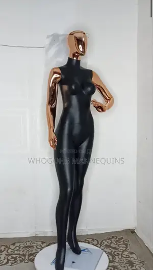 Full Fibreglass Female Mannequin Black Rosegold Sz 12 Hand on Waist