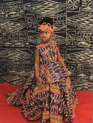 Handmade African Print Girl's Long Dress