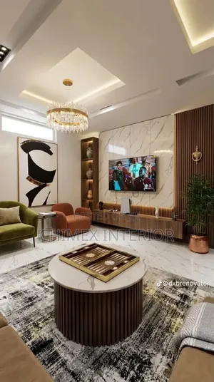 Wall to Wall Tv Console With High Glossy Cabinet