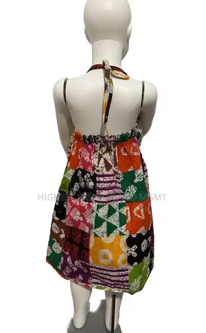 Girls Adire Ankara Halter Neck Dress