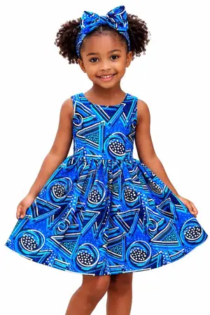 Girls' Ankara Dress With Headband