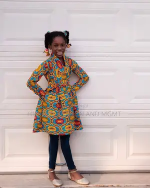 African Ankara Girls Long Sleeves Knee Length
